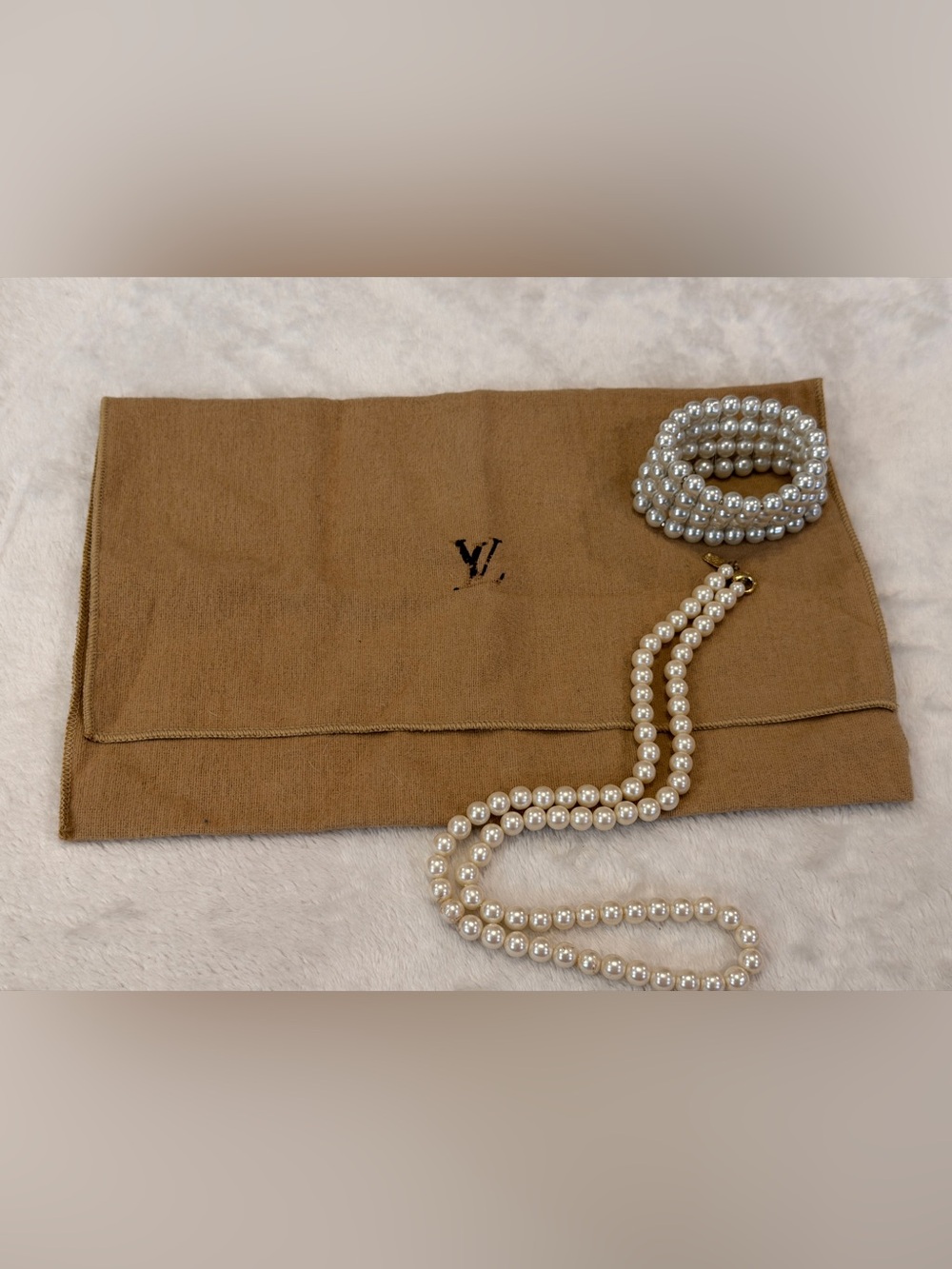 Louis Vuitton Vintage Tan Dust Bag Pouch Clutch Wallet Sleeve Authentic